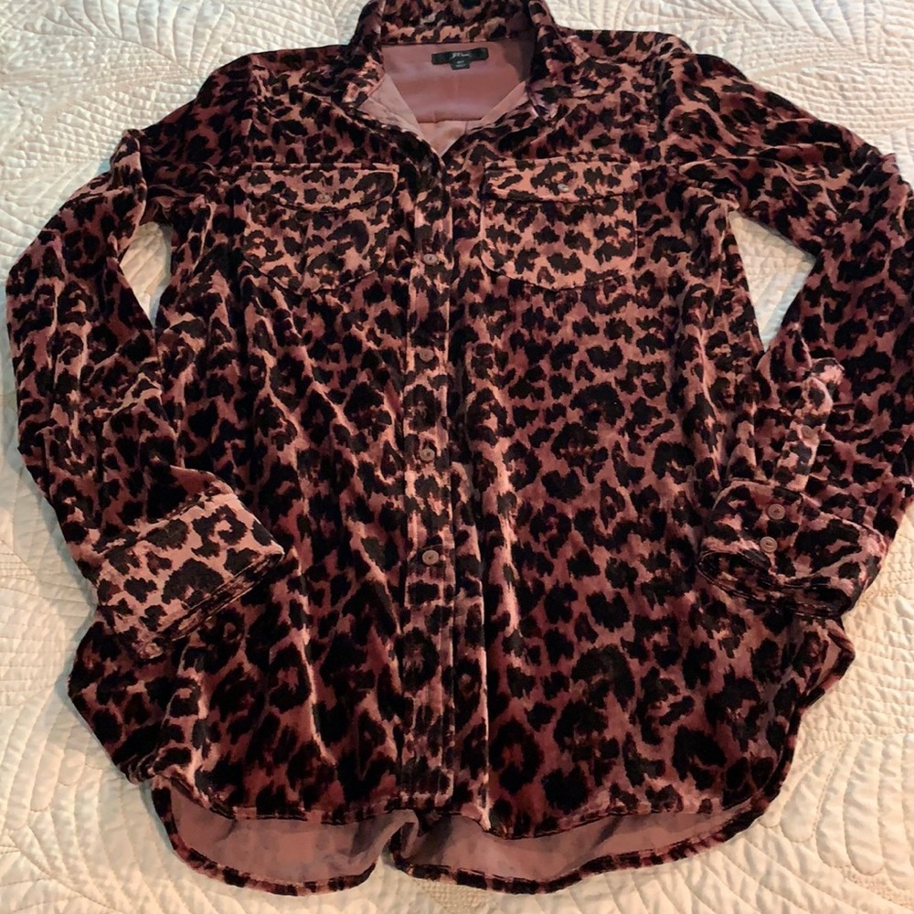 J.Crew Mauve and Leopard Sleep Shirt. NWOT